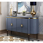 Дизайнерский комод синий глянцевый с золотыми ручками на 4-х дверцах Martin варинант исполнения - 1 | Loft Concept в Сочи