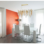 Люстра линейная золотого цвета с декоративными ветвями и длинными стеклянными подвесками в форме сосулек Droplet Chandelier варинант исполнения - 10 | Loft Concept в Сочи