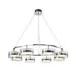 Люстра светодиодная с 8-ю прозрачными плафонами цилиндрической формы из акрила и стекла с пультом для регулировки света Glass Lamp Chromium варинант исполнения - 2 | Loft Concept в Сочи
