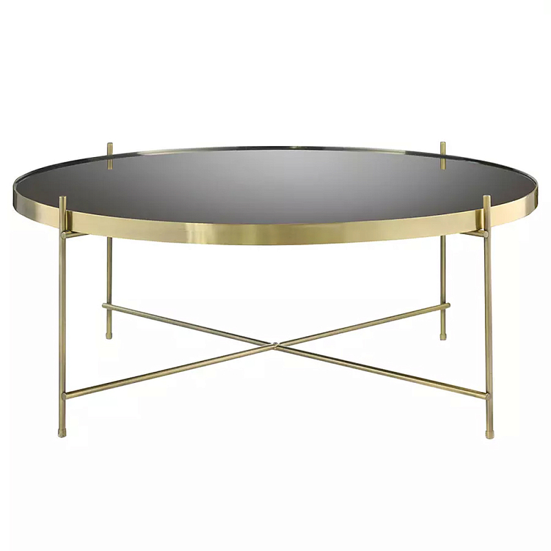 Кофейный столик с круглой зеркальной столешницей Round Mirror Table Коричневый Латунь в Сочи | Loft Concept 