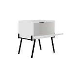 Прикроватная тумба белая с откидной резной дверцей на 4-х металлических ножках NAIVE NIGHTSTAND WHITE варинант исполнения - 1 | Loft Concept в Сочи