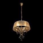 Люстра подвесная круглая с тканевым полупрозрачным абажуром и подвесками 4 лампы Gilded Elegance варинант исполнения - 3 | Loft Concept в Сочи