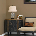 Настольная лампа с фарфоровым основанием нежно голубого цвета с золотистым цветочным рисунком и бежевым плиссированным абажуром Elstead Lighting варинант исполнения - 5 | Loft Concept в Сочи