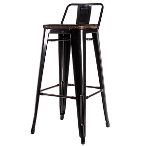 Барный стул Tolix Bar Stool 75 Backed Wood Black