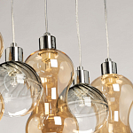Люстра с 3-мя плафонами волнообразной формы цвета янтарь и 2-мя прозрачными шарообразными плафонами Lucid Rain  варинант исполнения - 8 | Loft Concept в Сочи