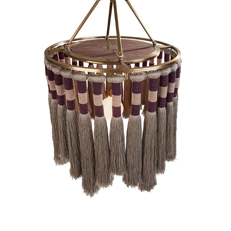 Люстра круглая плетеная с кисточками Walnut Chandelier Tassels Boho Style Орех Латунь Люстра круглая плетеная с кисточками Walnut Chandelier Tassels Boho Style Орех Латунь в Сочи | Loft Concept