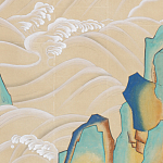 Обои ручная роспись Matsushima Waves Kano on Edo Straw India tea paper варинант исполнения - 2 | Loft Concept в Сочи