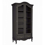 Шкаф книжный черный из массива бука со стеклянными дверцами и 5-ю полками Black Provence варинант исполнения - 1 | Loft Concept в Сочи