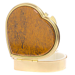 Таблетница карманная в форме сердца с 3-мя отделениями с зеркалом и накладкой из натурального камня Яшма Змеиная Gold Stone Pillboxes варинант исполнения - 2 | Loft Concept в Сочи