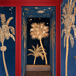 Обои с вышивкой ручной работы Deco Palms Original colourway on velvet варинант исполнения - 1 | Loft Concept в Сочи