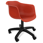 Стул пластиковый красного цвета на колесиках с подъемно-поворотным механизмом Eames Red варинант исполнения - 1 | Loft Concept в Сочи