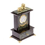 Часы настольные с декором в виде льва из натурального камня Нефрит Lion Stone Clock варинант исполнения - 2 | Loft Concept в Сочи