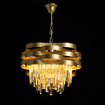 Люстра цвета матового золота с металлическими лентами и длинными прозрачными подвесками Gilded Waves варинант исполнения - 3 | Loft Concept в Сочи