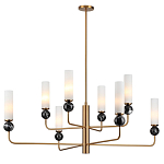 Люстра на штанге с 8-ю цилиндрическими матовыми плафонами и шарами из камня Orb Essence варинант исполнения - 5 | Loft Concept в Сочи