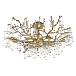 Потолочная люстра в виде ветвей деревьев золотого цвета с прозрачными подвесками-каплями Droplet Chandelier варинант исполнения - 3 | Loft Concept в Сочи