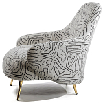 Кресло мягкое с принтом на золотистых ножках Onlooker варинант исполнения - 1 | Loft Concept в Сочи