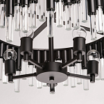 Люстра круглая из матового черного металла с подвесками из прозрачных стеклянных трубок Noir Tubes варинант исполнения - 10 | Loft Concept в Сочи