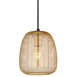 Подвесной светильник со стеклянным плафоном цилиндрической формы и металлической сеткой Metal Mesh Gold варинант исполнения - 1 | Loft Concept в Сочи