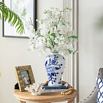 Ваза с бело-синей росписью и изображением цветов Blue & White Ornament варинант исполнения - 5 | Loft Concept в Сочи
