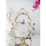 Конфетница с бронзовой ручкой и фарфоровой птичкой на крышке Eden Garden варинант исполнения - 4 | Loft Concept в Сочи