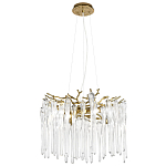 Люстра подвесная круглая в виде ветвей деревьев бронзового цвета с прозрачными подвесками-каплями Droplet Chandelier варинант исполнения - 3 | Loft Concept в Сочи