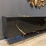 Дизайнерский комод чёрный глянцевый с основанием в виде золотых ветвей Meta Credenza  варинант исполнения - 3 | Loft Concept в Сочи