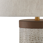 Настольная лампа с тканевым абажуром и основанием из кожи Leather Column варинант исполнения - 1 | Loft Concept в Сочи