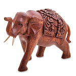 Статуэтка из дерева суар в виде слона в традиционном облачении Elephant in blanket варинант исполнения - 1 | Loft Concept в Сочи