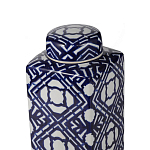 Ваза прямоугольной формы с крышкой и геометрическим узором в сине-белых цветах Blue & White Ornament  варинант исполнения - 2 | Loft Concept в Сочи