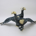 Статуэтка бронзовая пара Павлины синие Bronze Birds варинант исполнения - 1 | Loft Concept в Сочи