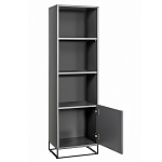 Стеллаж книжный цвета графит с 3-мя открытыми полками и дверкой Strict Lines варинант исполнения - 2 | Loft Concept в Сочи