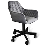 Стул с мягкой серой обивкой из велюра и подъемно-поворотным механизмом на черных колесиках Harper Gray варинант исполнения - 1 | Loft Concept в Сочи