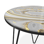 Стол журнальный c круглой столешницей из стекла серого цвета Gray and Gold Marble варинант исполнения - 3 | Loft Concept в Сочи
