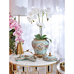 Блюдо из голубого фарфора с бронзовой ручкой в виде ветки Blue Garden варинант исполнения - 4 | Loft Concept в Сочи