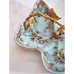 Блюдо из голубого фарфора с бронзовой ручкой в виде ветки Blue Garden варинант исполнения - 6 | Loft Concept в Сочи