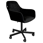 Стул с мягкой черной обивкой из велюра и подъемно-поворотным механизмом на колесиках Harper Black варинант исполнения - 1 | Loft Concept в Сочи