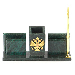 Настольный письменный набор из змеевика с визитницами и ручкой Successful Leader варинант исполнения - 1 | Loft Concept в Сочи