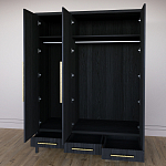 Большой Шкаф Primo Черный дуб с 3 дверьми и 3 выдвижными ящиками варинант исполнения - 8 | Loft Concept в Сочи