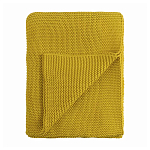 Плед из хлопка жемчужной вязки горчичного цвета Waffle Comfort варинант исполнения - 1 | Loft Concept в Сочи