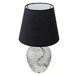 Настольная лампа с черным тканевым абажуром и фактурным прозрачным основанием Black Cone варинант исполнения - 1 | Loft Concept в Сочи