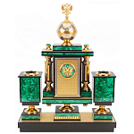 Настольный письменный набор из малахита и долерита с декором в виде герба России Leader Organizer варинант исполнения - 3 | Loft Concept в Сочи