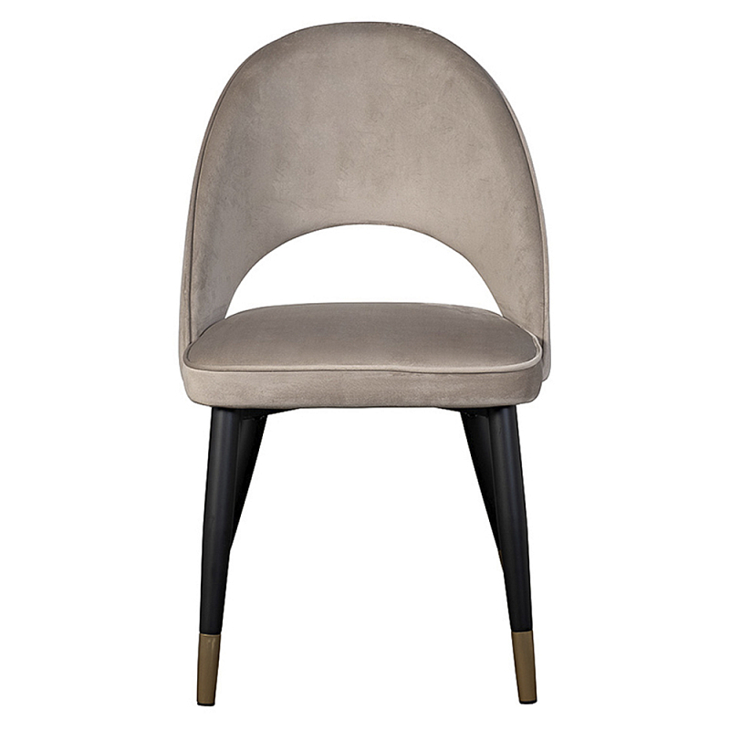 Стул велюровый серо-бежевый Schelde Gray Beige Серо-бежевый Черный в Сочи | Loft Concept 