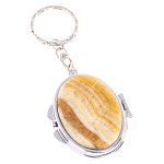 Зеркало брелок карманное двухстороннее из натурального камня Оникс Silver Stone Mirrors варинант исполнения - 1 | Loft Concept в Сочи