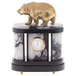 Часы настольные бронзовые с декором в виде медведя Bear Stone Clock варинант исполнения - 1 | Loft Concept в Сочи