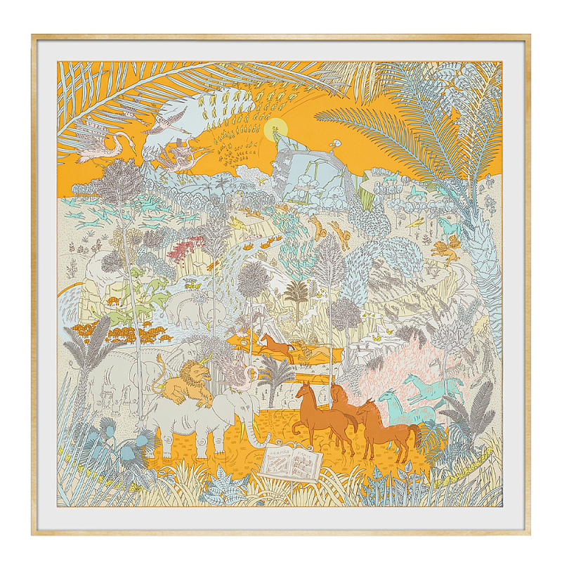 Картина Hermes Le Carnaval des Animaux Orange Мульти Золотой Картина Hermes Le Carnaval des Animaux Orange Мульти Золотой в Сочи | Loft Concept