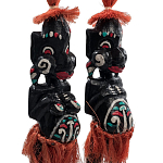 Комплект из 2-х деревянных статуэток Asmat Red Straw Headdress Statuettes варинант исполнения - 3 | Loft Concept в Сочи