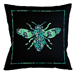 Подушка декоративная пчела с бирюзовым узором Ikat Pattern варинант исполнения - 1 | Loft Concept в Сочи