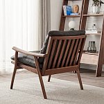 Кресло c каркасом из массива дерева и мягкой кожаной обивкой Walnut Armchair варинант исполнения - 4 | Loft Concept в Сочи