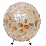 Настольная лампа из перламутра на металлическом каркасе Indonesian Circle варинант исполнения - 1 | Loft Concept в Сочи