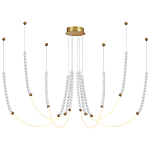 Люстра подвесная с 6-ю изогнутыми плафонами и белыми декоративными шариками PEARLS Suspension варинант исполнения - 4 | Loft Concept в Сочи
